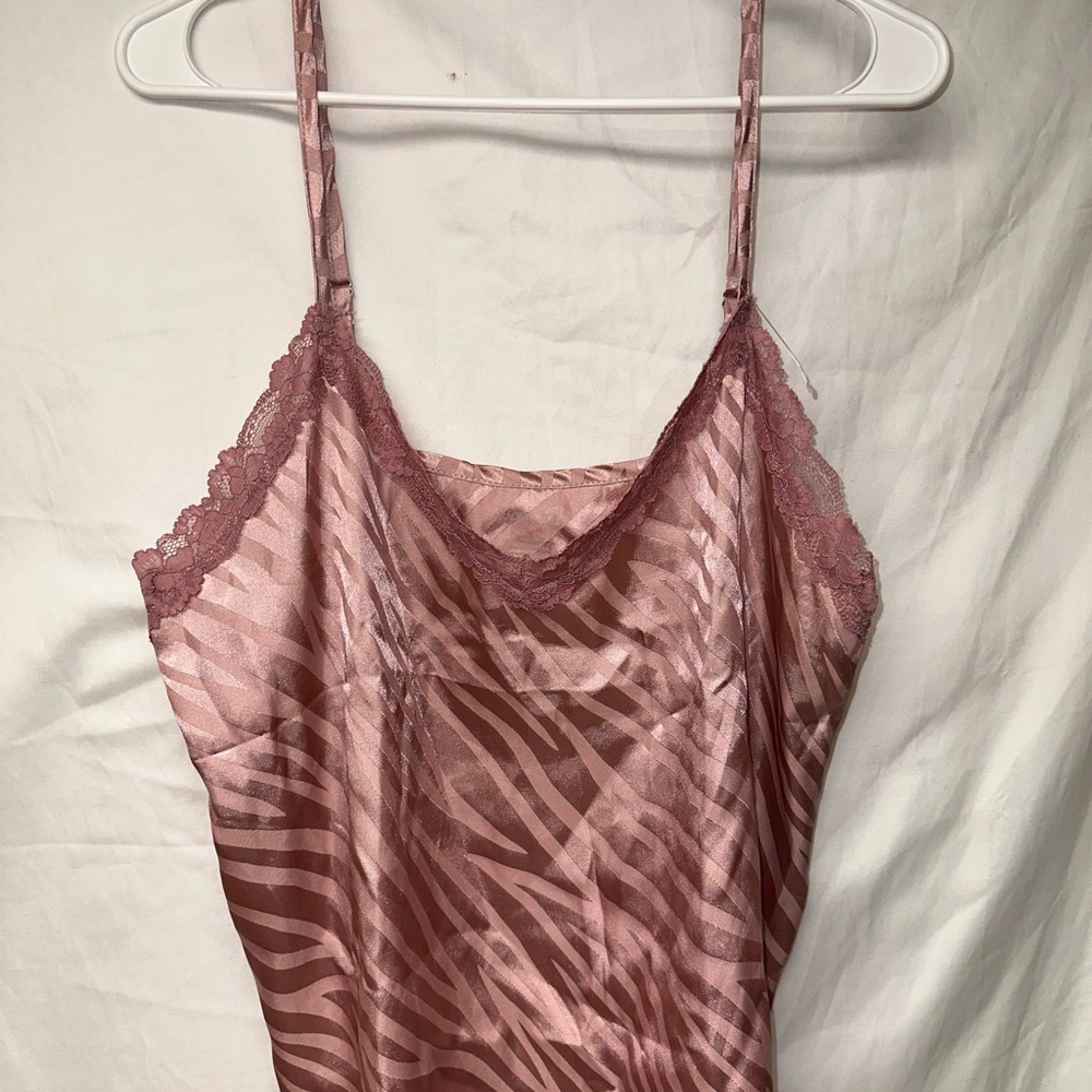 Rachel Zoe Zebra Print Satin Chemise with Lace